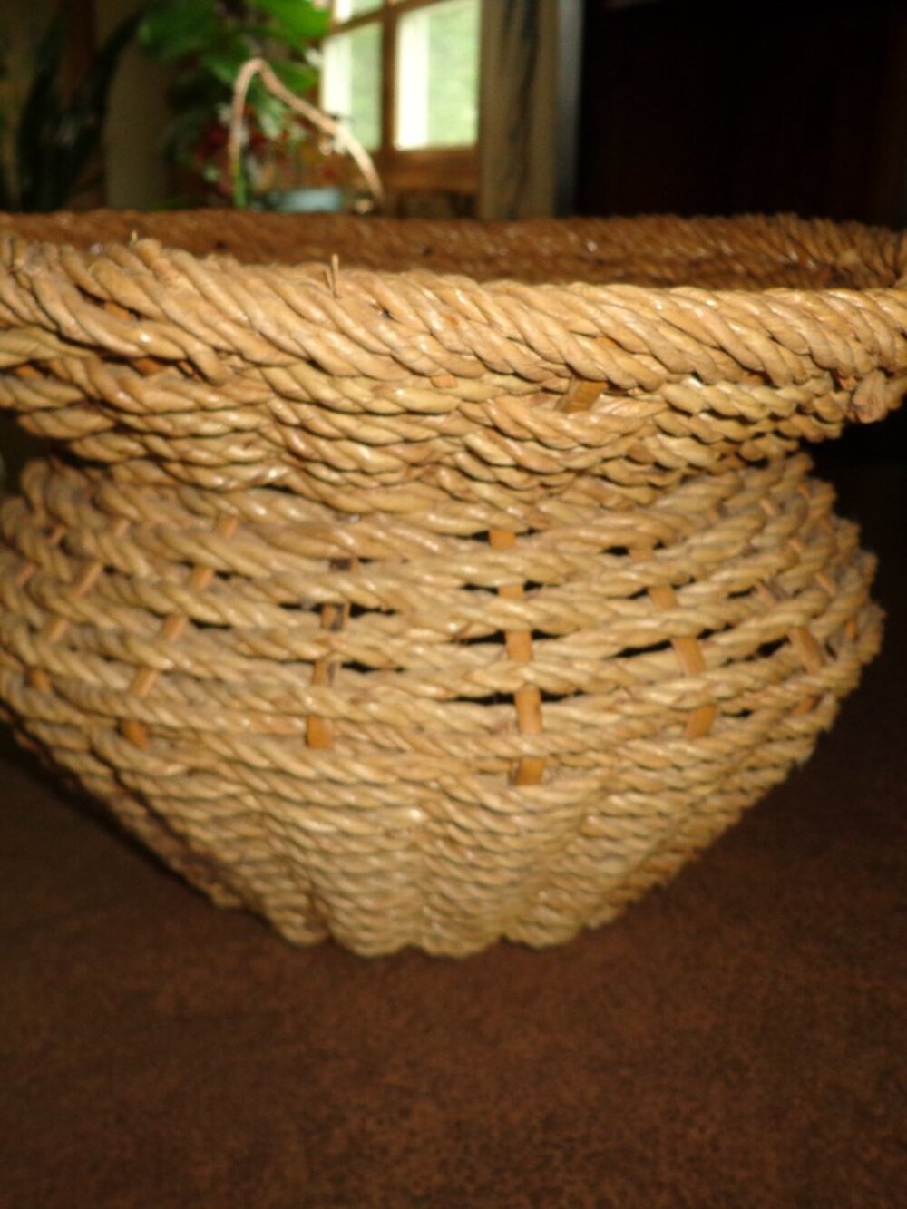 Woven Rope Round Basket Natural 14" Across Top Sturdy